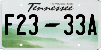TN license plate F2333A