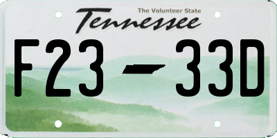 TN license plate F2333D