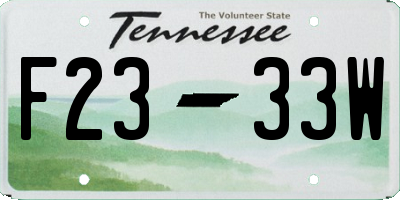 TN license plate F2333W