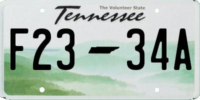 TN license plate F2334A