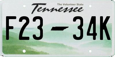 TN license plate F2334K