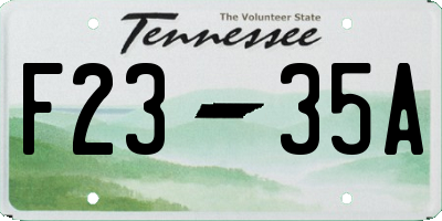 TN license plate F2335A