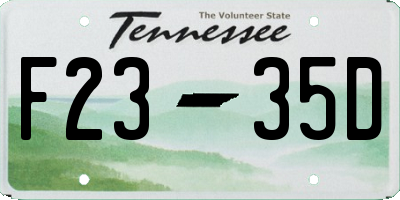 TN license plate F2335D