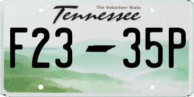 TN license plate F2335P