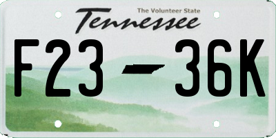 TN license plate F2336K