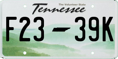 TN license plate F2339K