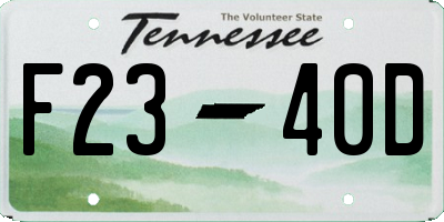 TN license plate F2340D