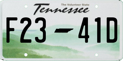 TN license plate F2341D