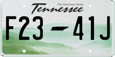 TN license plate F2341J