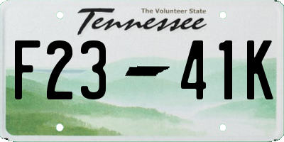 TN license plate F2341K