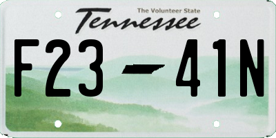 TN license plate F2341N
