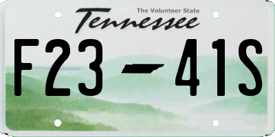 TN license plate F2341S