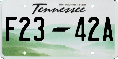 TN license plate F2342A