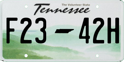 TN license plate F2342H