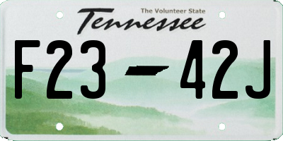 TN license plate F2342J