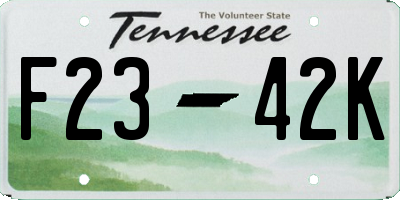 TN license plate F2342K