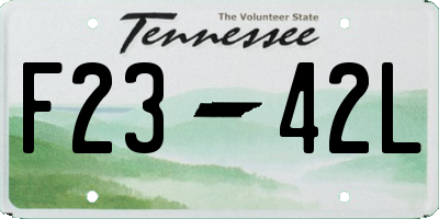 TN license plate F2342L