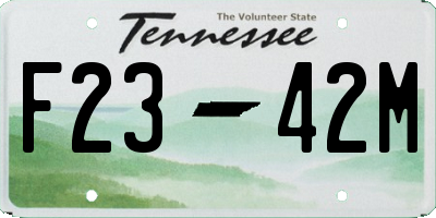TN license plate F2342M