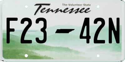 TN license plate F2342N