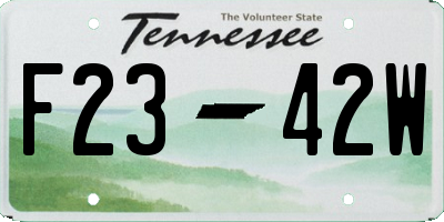 TN license plate F2342W