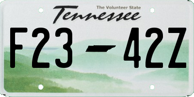 TN license plate F2342Z