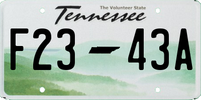 TN license plate F2343A
