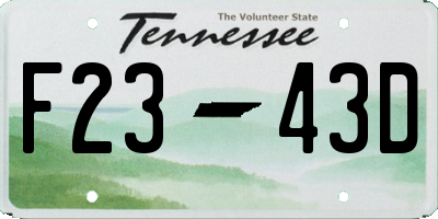 TN license plate F2343D