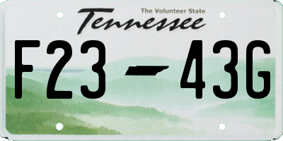 TN license plate F2343G