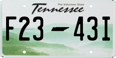 TN license plate F2343I