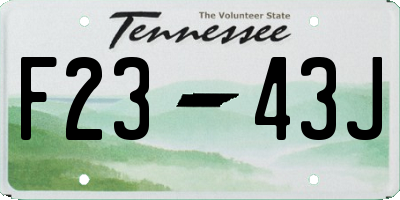 TN license plate F2343J