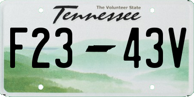 TN license plate F2343V