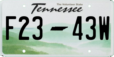 TN license plate F2343W