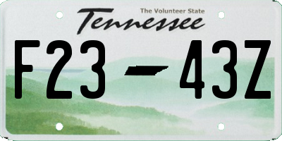 TN license plate F2343Z