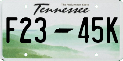 TN license plate F2345K
