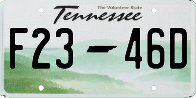 TN license plate F2346D