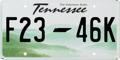 TN license plate F2346K