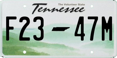 TN license plate F2347M
