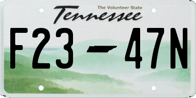 TN license plate F2347N