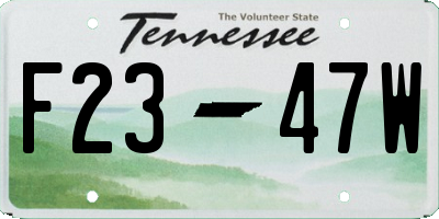 TN license plate F2347W