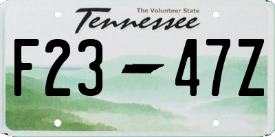 TN license plate F2347Z