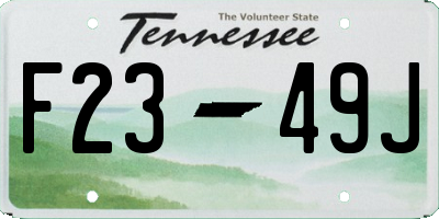 TN license plate F2349J