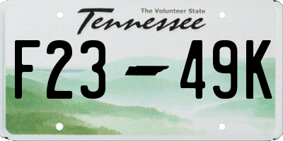 TN license plate F2349K