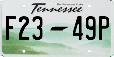 TN license plate F2349P