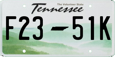TN license plate F2351K