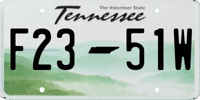 TN license plate F2351W
