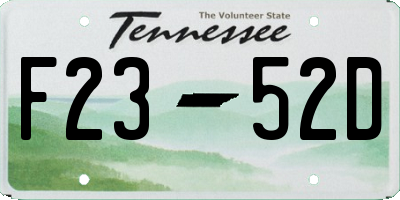 TN license plate F2352D