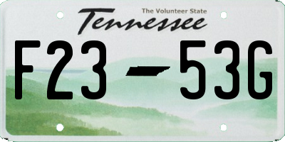 TN license plate F2353G