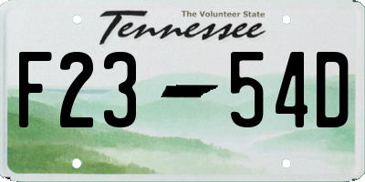 TN license plate F2354D