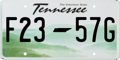 TN license plate F2357G