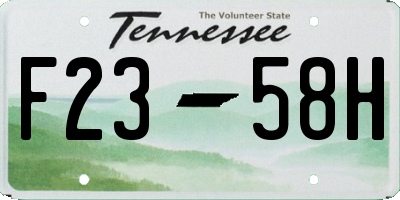 TN license plate F2358H